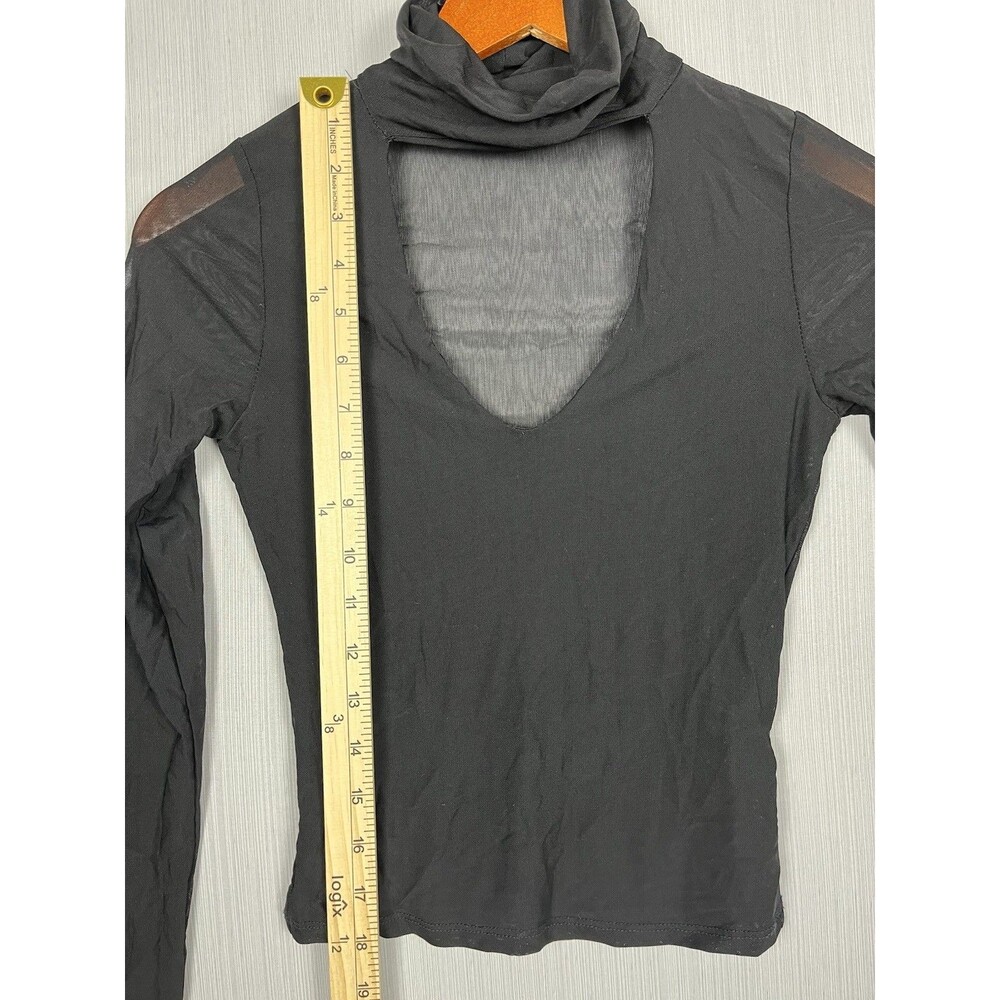Y2K Style Sheer Mesh Mock Neck Top S Long Sleeve Whimsigoth Indie Sleaze - Picture 8 of 9